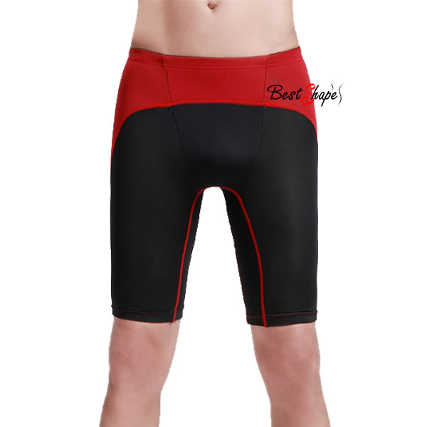 กางเกงออกกำลังกายผู้ชาย-Men-Fitness-สีดำคาดแดง_MFBSHTB_1